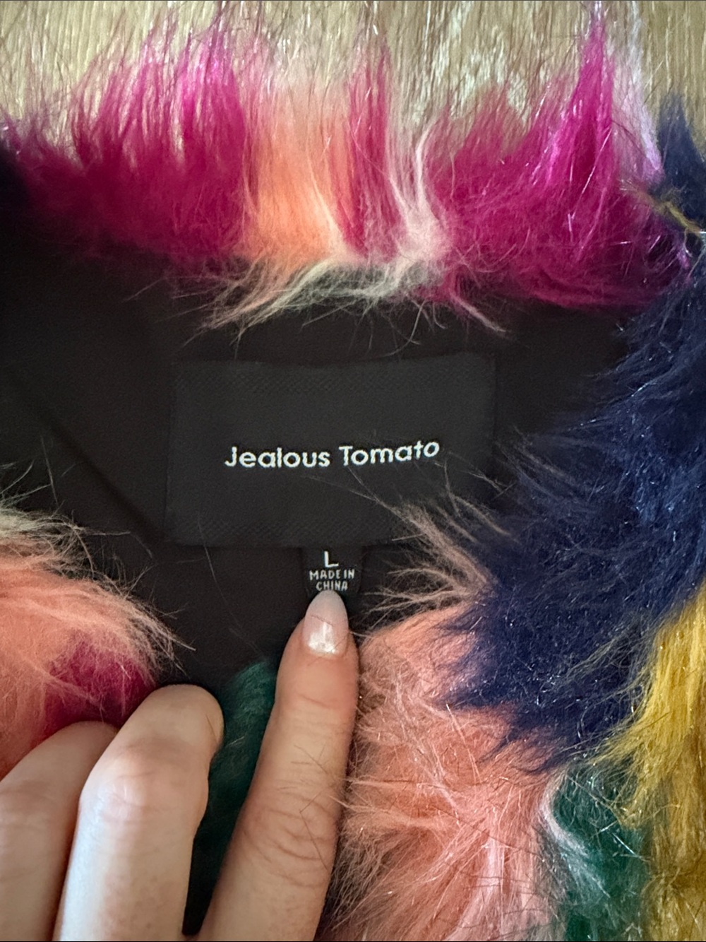 Jealous Tomato | Multicolor Faux Fur Teddy Jacket | size L - Picture 2 of 5
